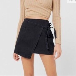 Black Urban Outfitters wrap denim skirt